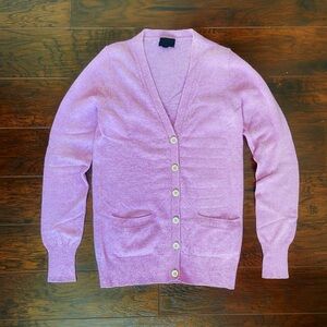 J. Crew 100% Cashmere Cardigan with Pockets - Lavender, Size S  (Small Flaw)